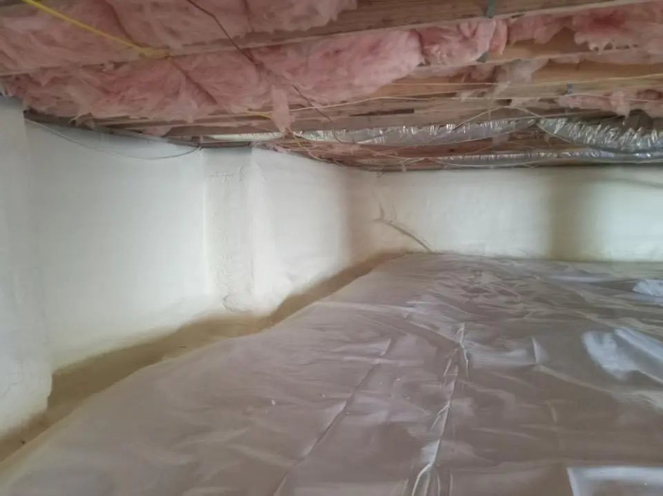 Crawl space encapsulation with closed-cell spray foam for Metal Roof Coating in Omaha